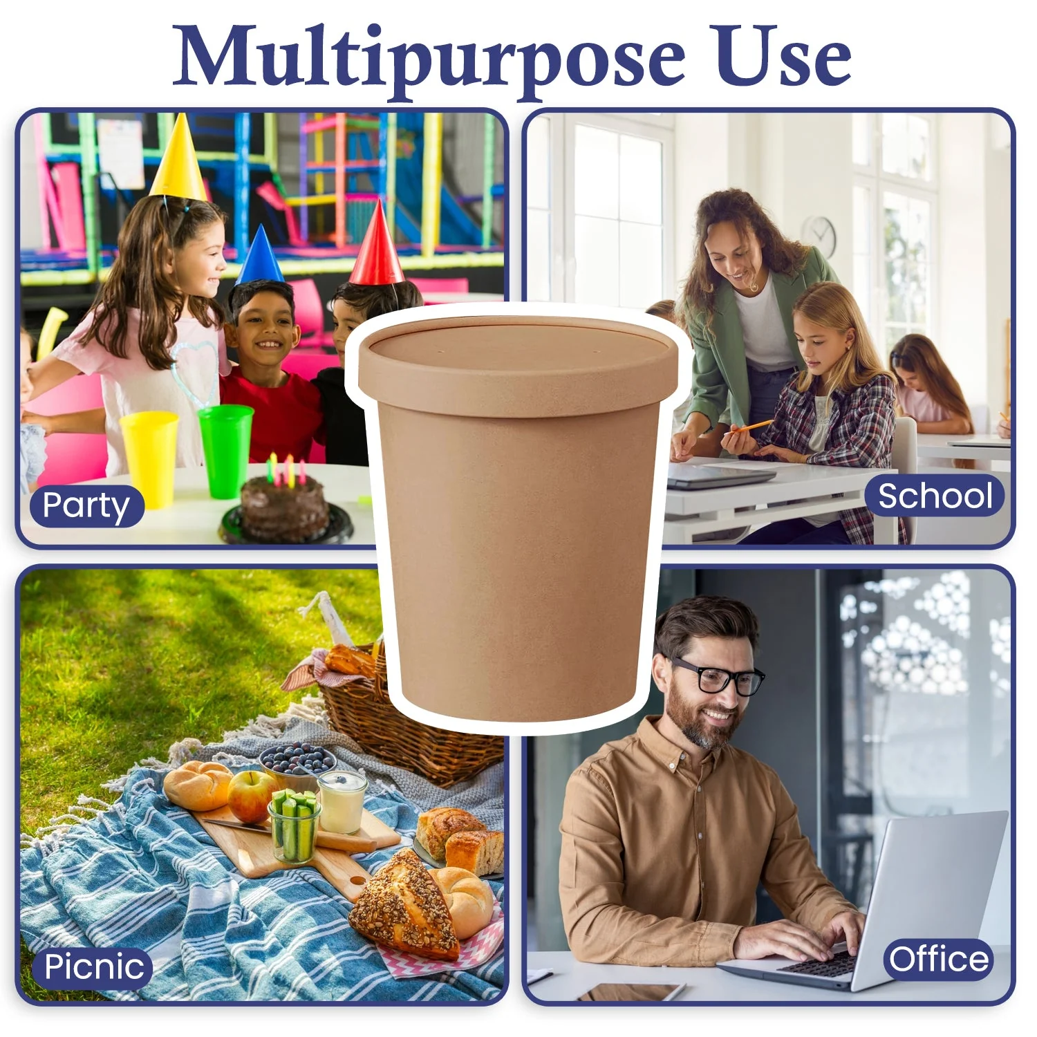 Brown Disposable Soup Cups with Lids  Takeaway & Food Packaging - Image 17