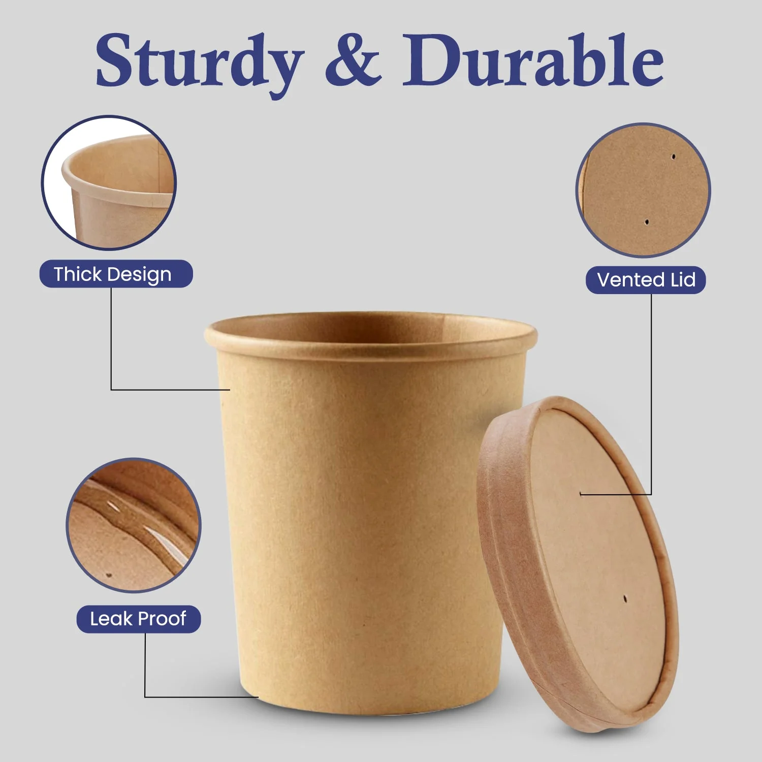 Brown Disposable Soup Cups with Lids  Takeaway & Food Packaging - Image 20