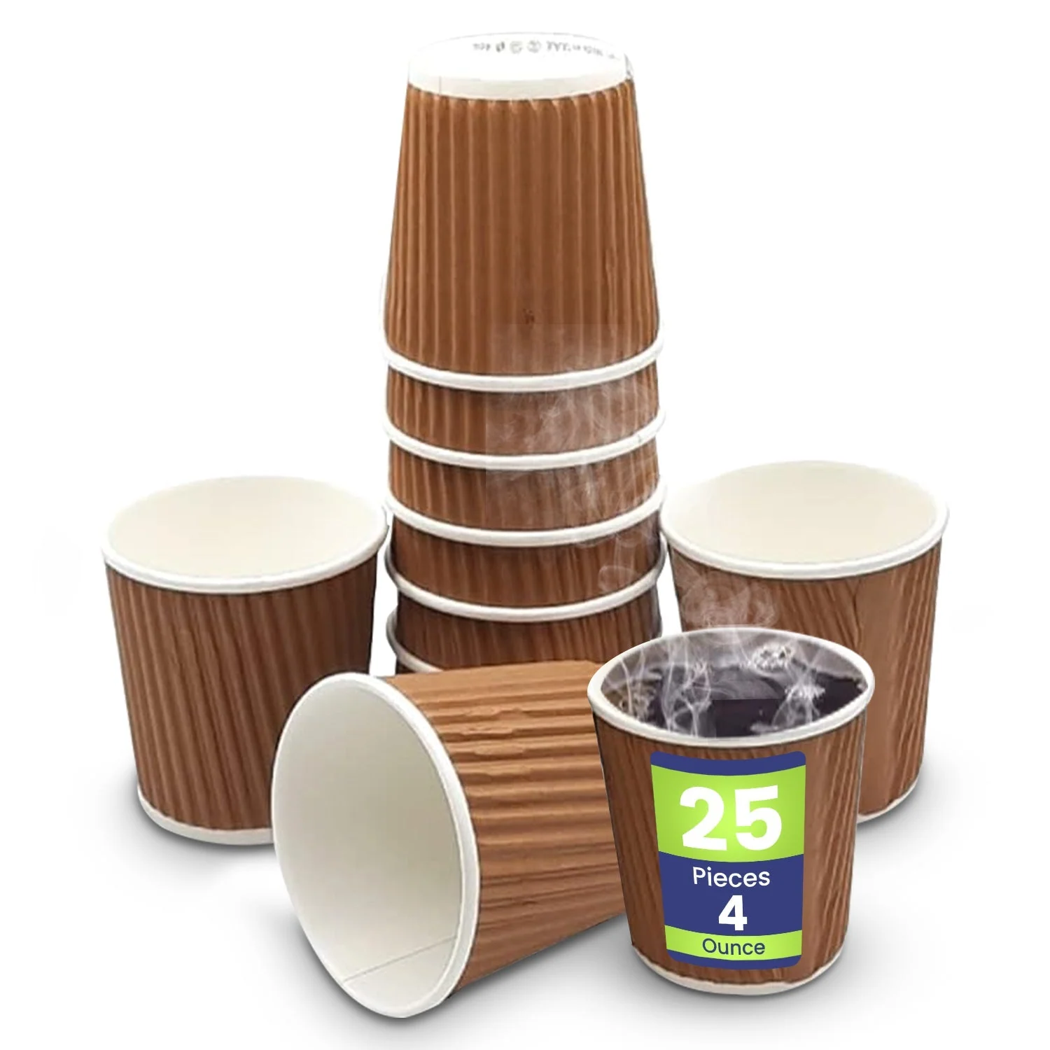 Brown Kraft Ripple Coffee Cups Insulated Hot Drink Cups - Image 2