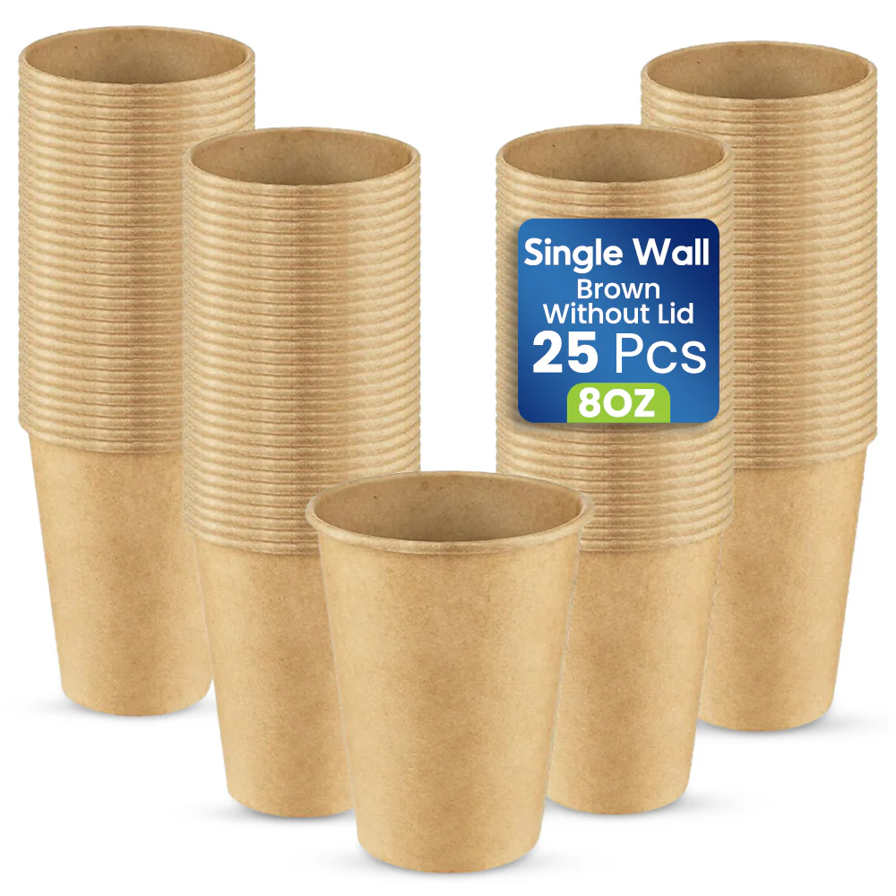 Brown Single Wall Paper Cups  Disposable Beverage Cups