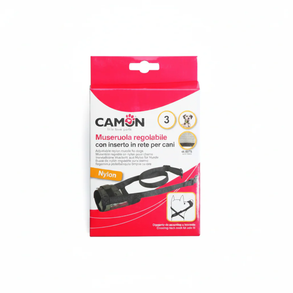 Camon Adjustable Nylon Dog Muzzle with Mesh -Large