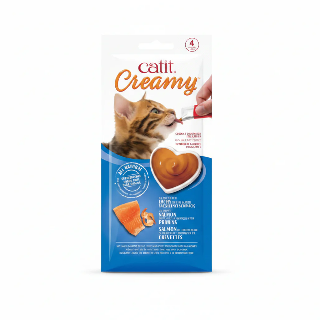 Catit Creamy Lickable Treats,Salmon & Prawns, 12pk/box