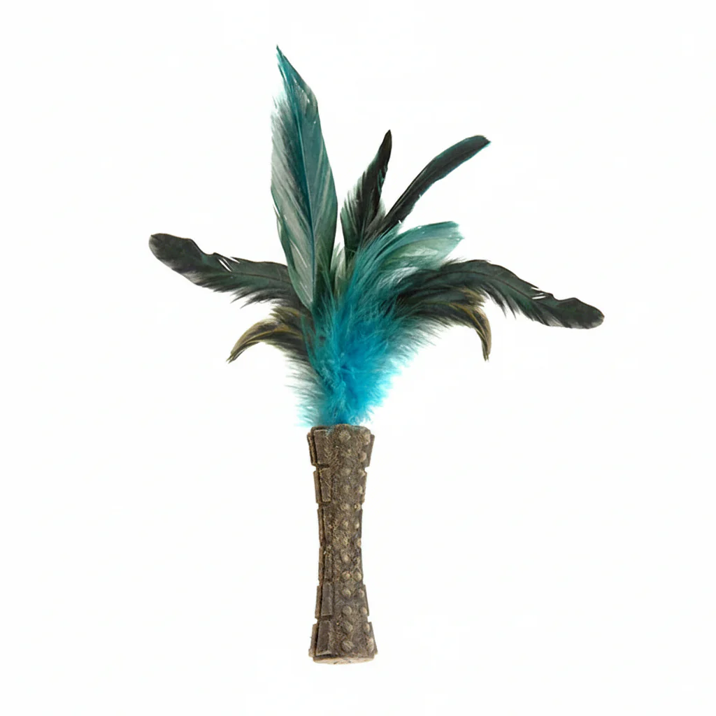 Catnip “Johnny Sticks” with Natural Feather (Green)