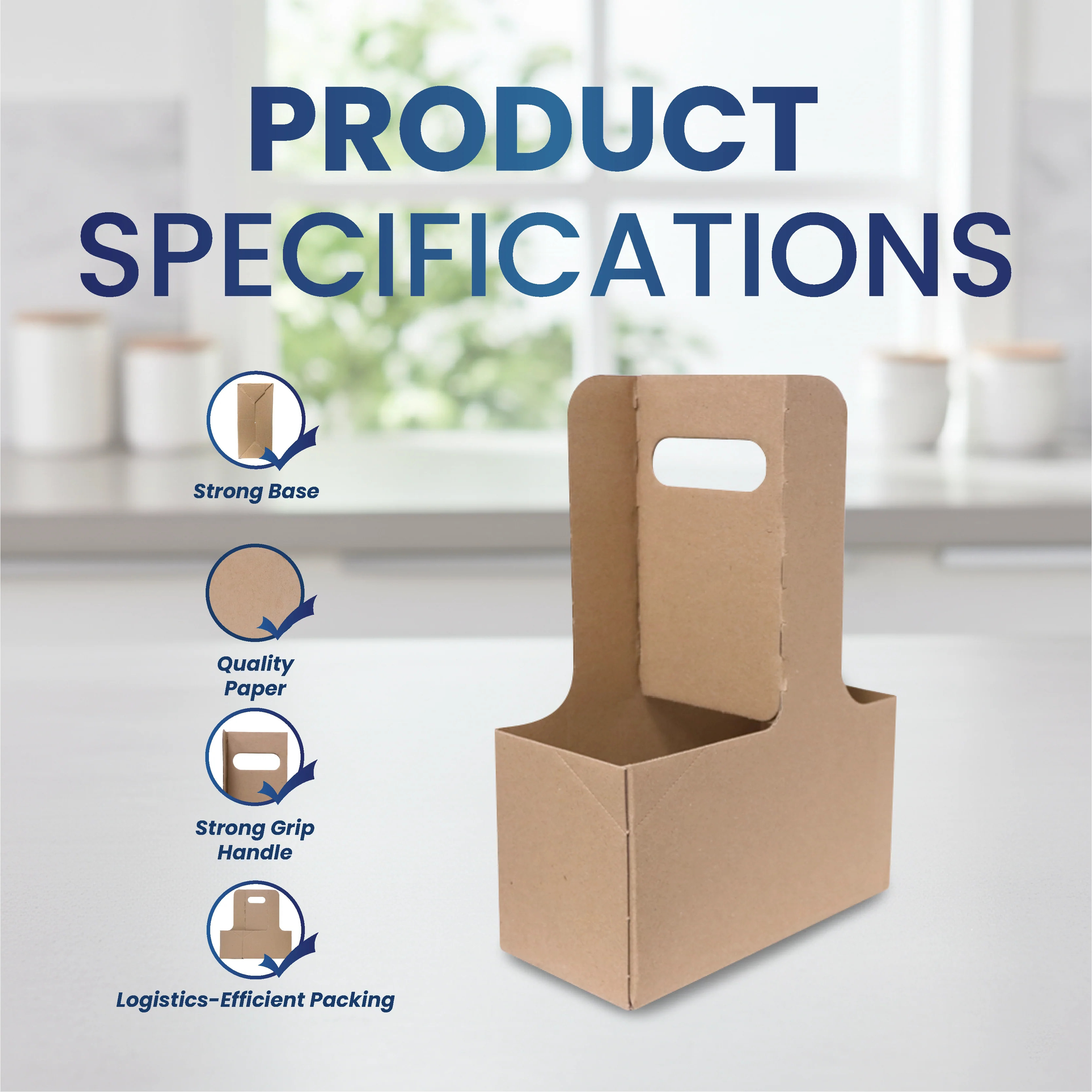 Corrugated 3Ply 2Cup Carrier Sturdy Beverage Holder - Image 2