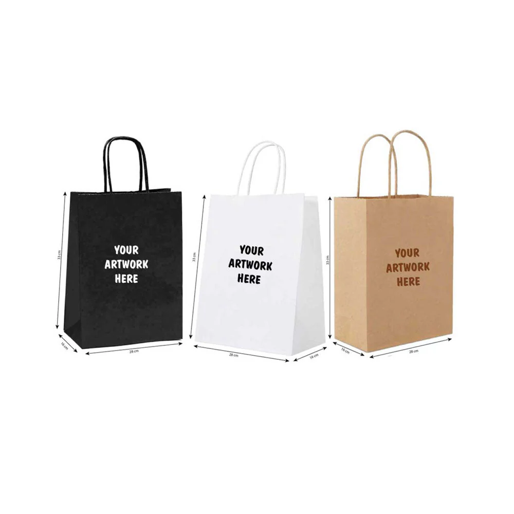 Customizable Black Kraft Paper Bag with Twisted Handle - Image 4