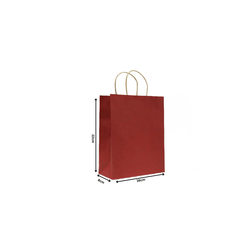 Dark Red Paper Bags with Twisted Handle Shopping Bags
