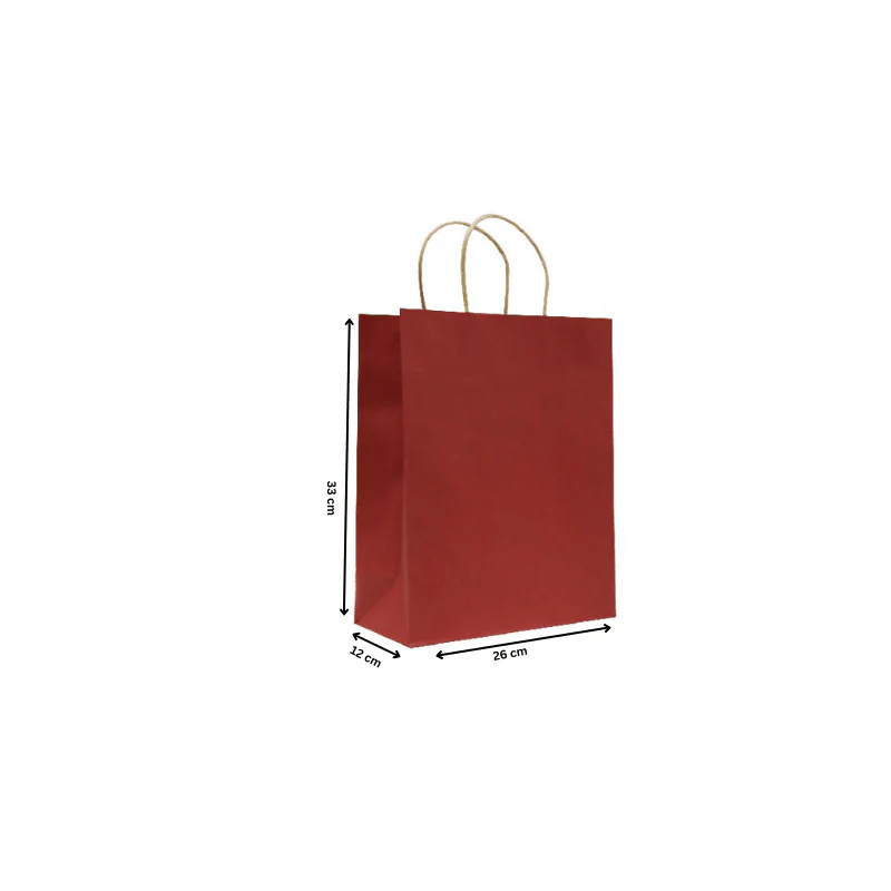 Dark Red Paper Bags with Twisted Handle Shopping Bags - Image 2