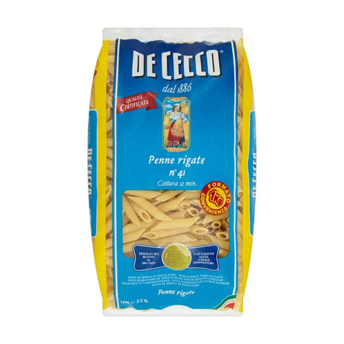 De Cecco Penne Rigate No. 41 Pasta  12 x 1KG Packs (Italy)