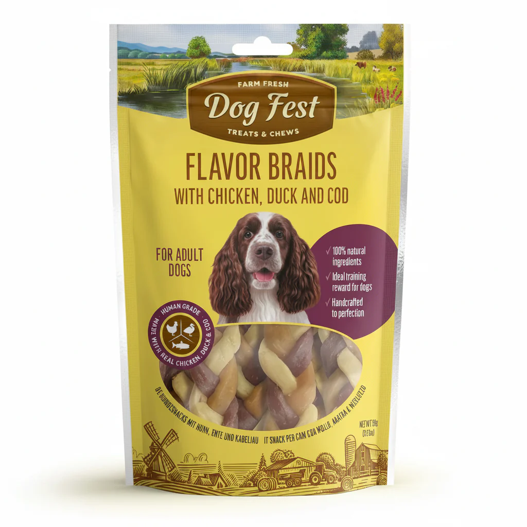 Dog Fest Flavor Braids With Chicken, Duck And Fish 90g