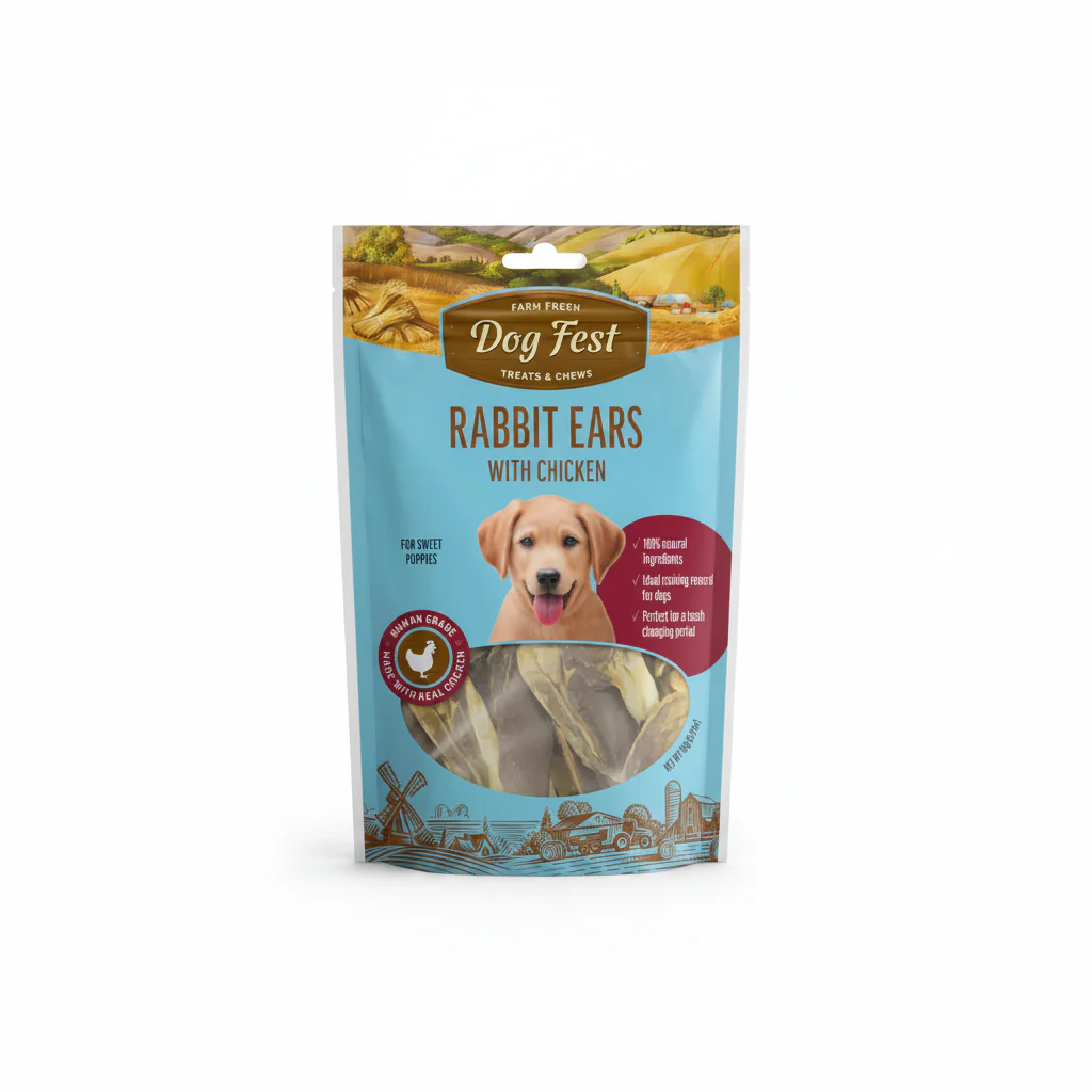 Dog Fest Rabbit Ears With Chicken For Puppies - 90g