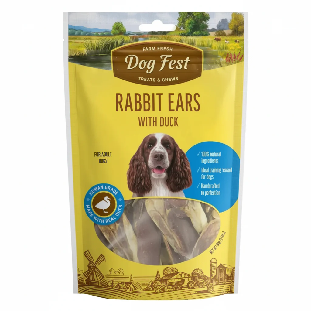 Dog Fest Rabbit Ears With Duck For Adult Dogs - 90g