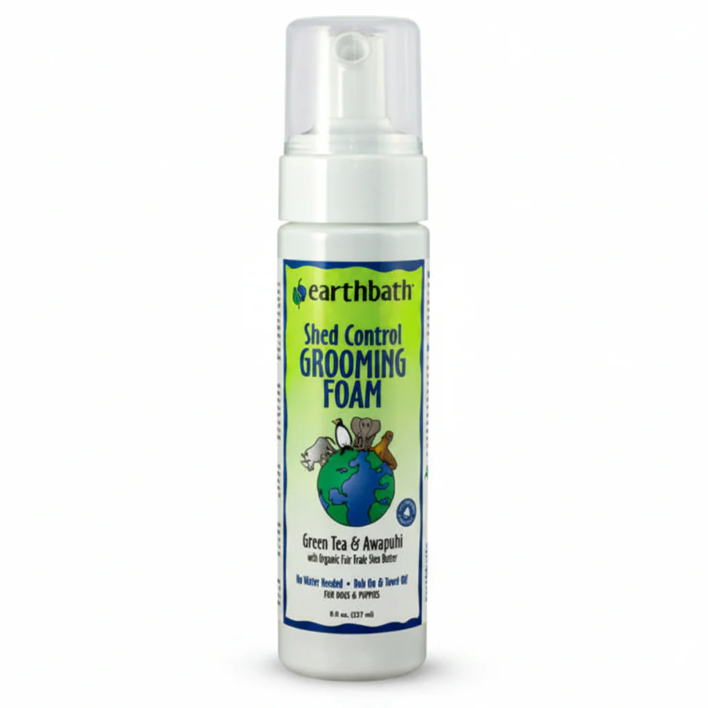 earthbath® Shed Control Waterless Foam for Dogs & Puppies, Green Tea & Awapuhi, Made in USA, 8 oz pump
