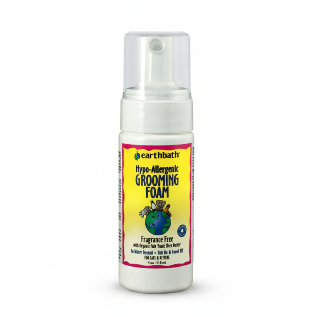 earthbath® Waterless Grooming Foam for Cats & Kittens, Hypo-Allergenic & Fragrance Free, Made in USA, 4 oz pump