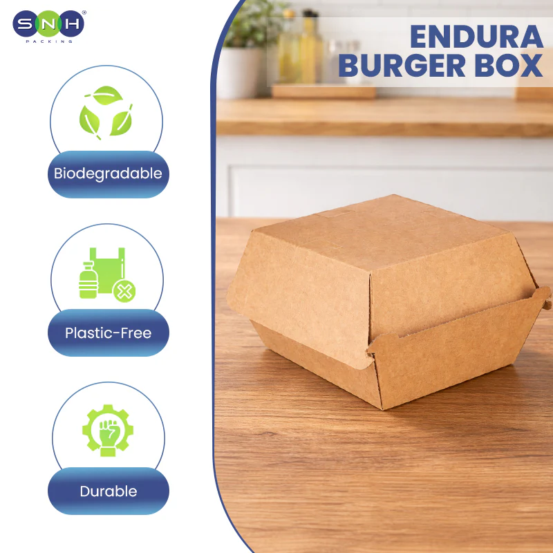 Endura Burger Box Brown | Eco Friendly Kraft Takeaway Box - Image 2