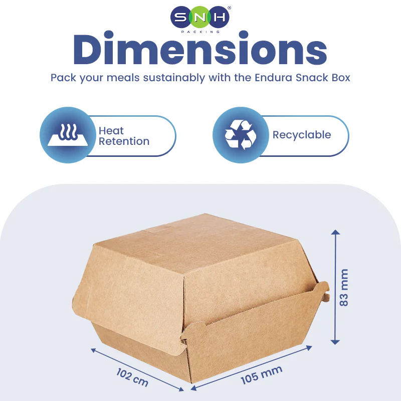Endura Burger Box Brown | Eco Friendly Kraft Takeaway Box - Image 3