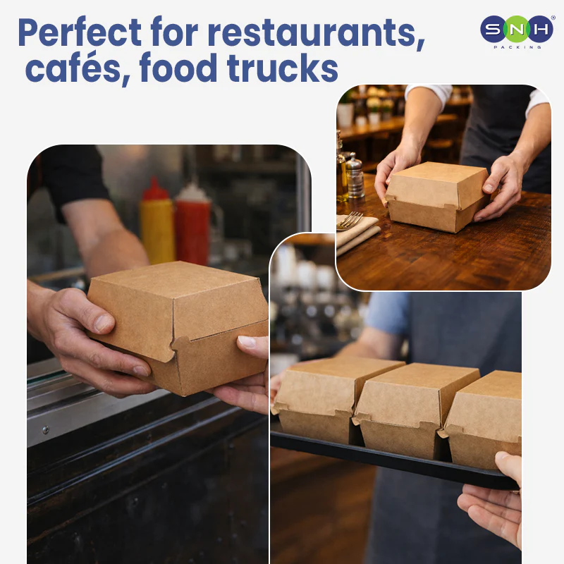 Endura Burger Box Brown | Eco Friendly Kraft Takeaway Box - Image 4