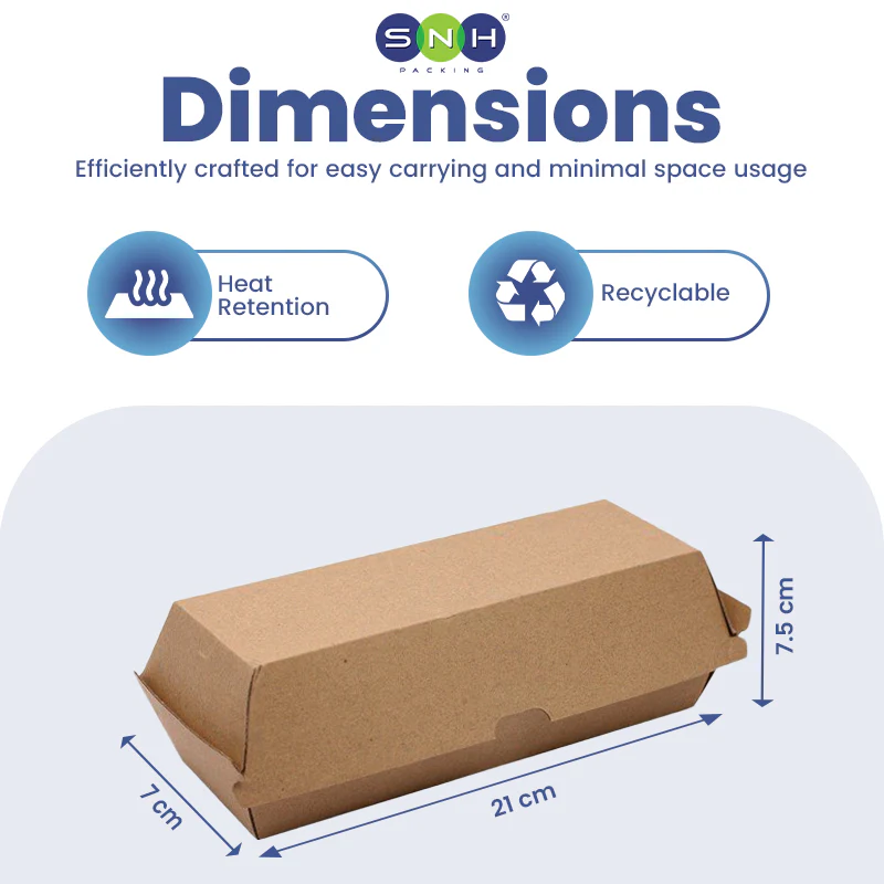 Endura Hotdog Box  Brown Kraft Takeaway Packaging - Image 2