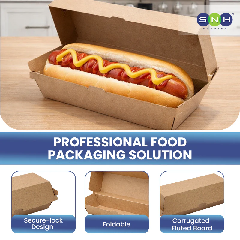 Endura Hotdog Box  Brown Kraft Takeaway Packaging - Image 3