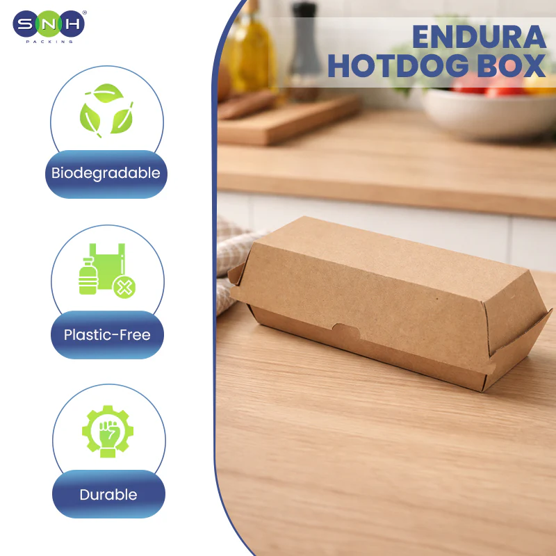 Endura Hotdog Box  Brown Kraft Takeaway Packaging - Image 4