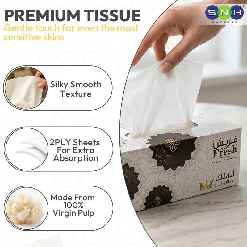 Fresh King Facial Tissue 250x2PLY (Total 500 Sheets)  5 BXS PKT - Image 4
