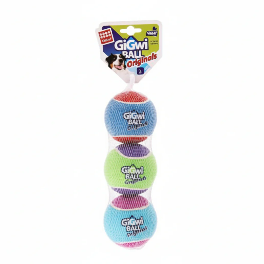 GIGWI Tennis Ball 3pcs with Different Colour in 1 pack (Large)