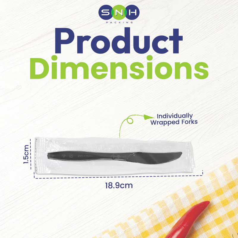Heavy Duty Black Plastic Knives  Individually Wrapped - Image 3