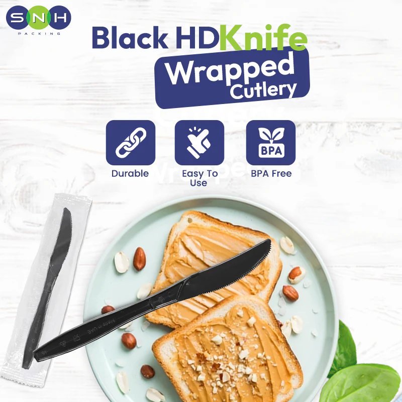 Heavy Duty Black Plastic Knives  Individually Wrapped - Image 4