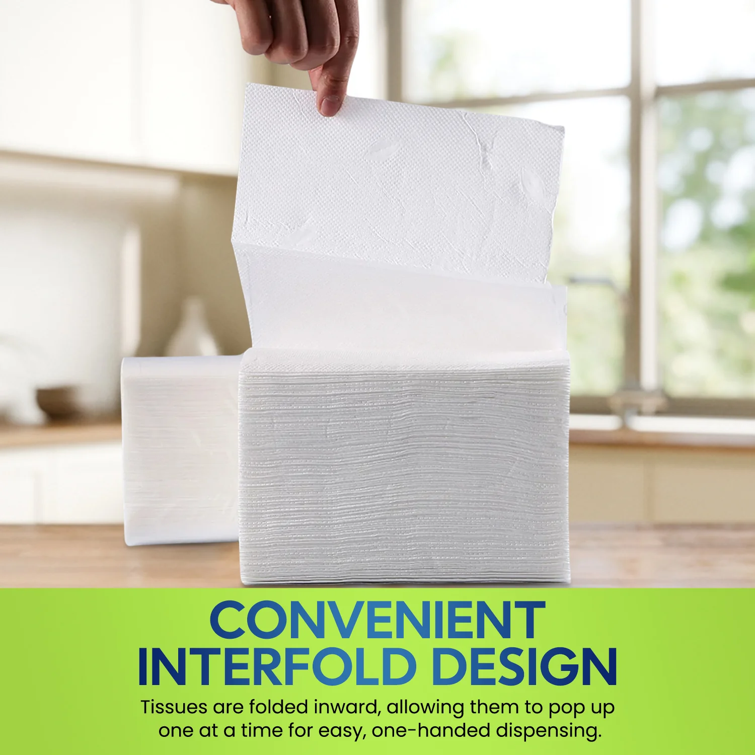Interfold Tissue  1 Ply 150 Sheets Soft & Absorbent - Image 2