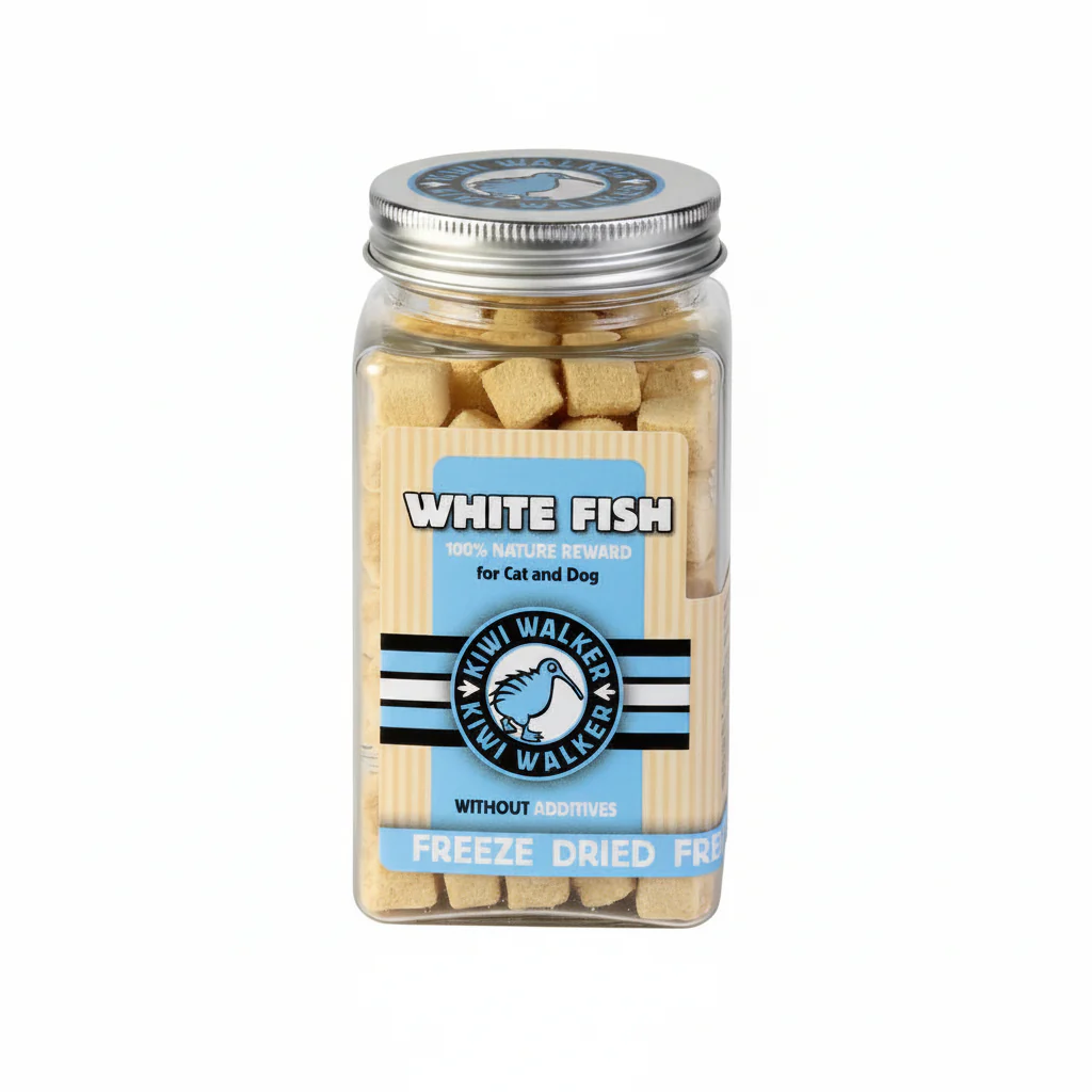 KIWI WALKER Freeze Dried Grain Free Snack White Fish Cubes Dog & Cat Treats 60G