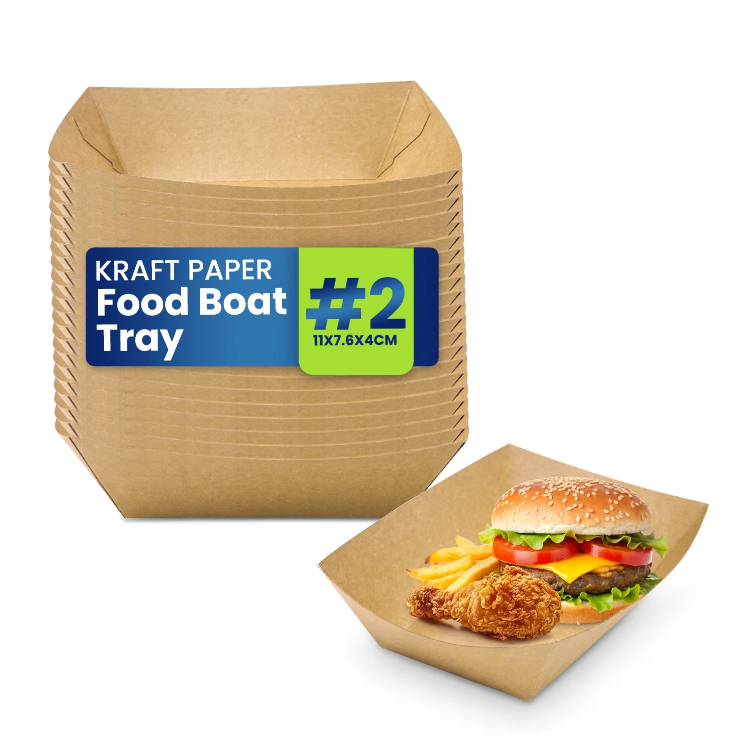 Brown Kraft Boat Trays Disposable Food Trays for Snacks, Fries & Serving - Image 2