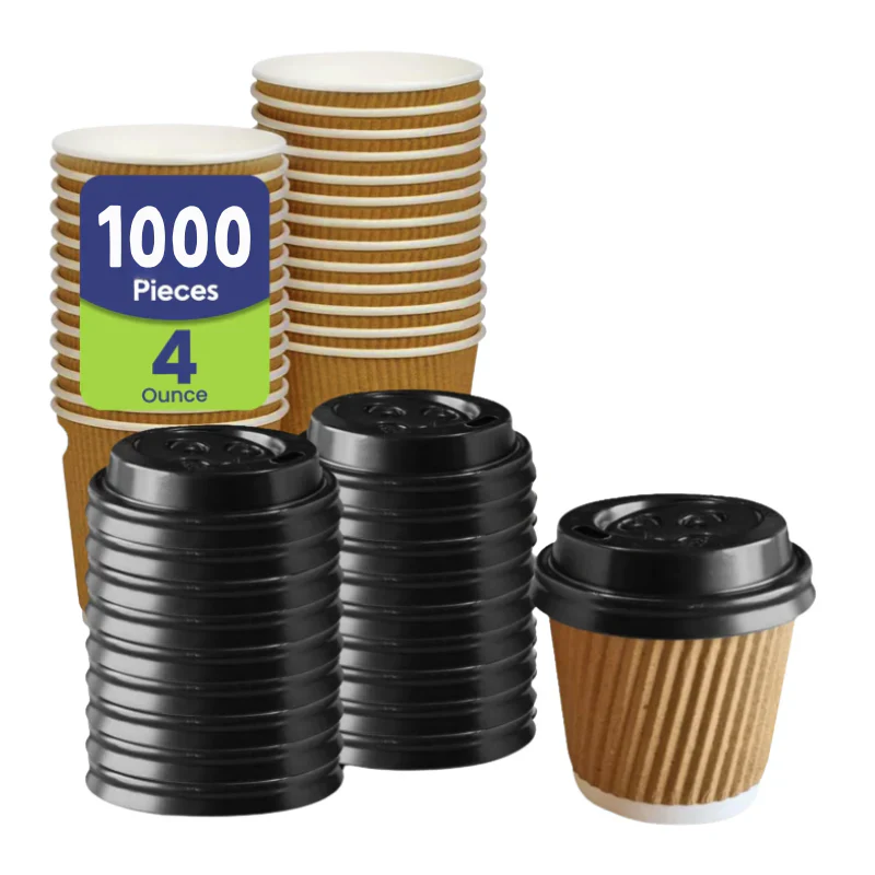 Kraft Ripple Coffee Cups with Lids  Heat Resistant - Image 15