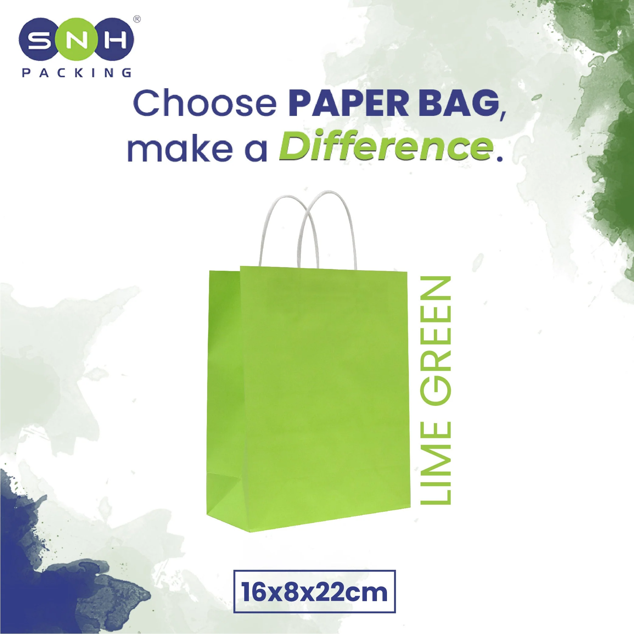 Lime Green Twisted Handle Paper Bags | Kraft Shopping Bags - Image 3