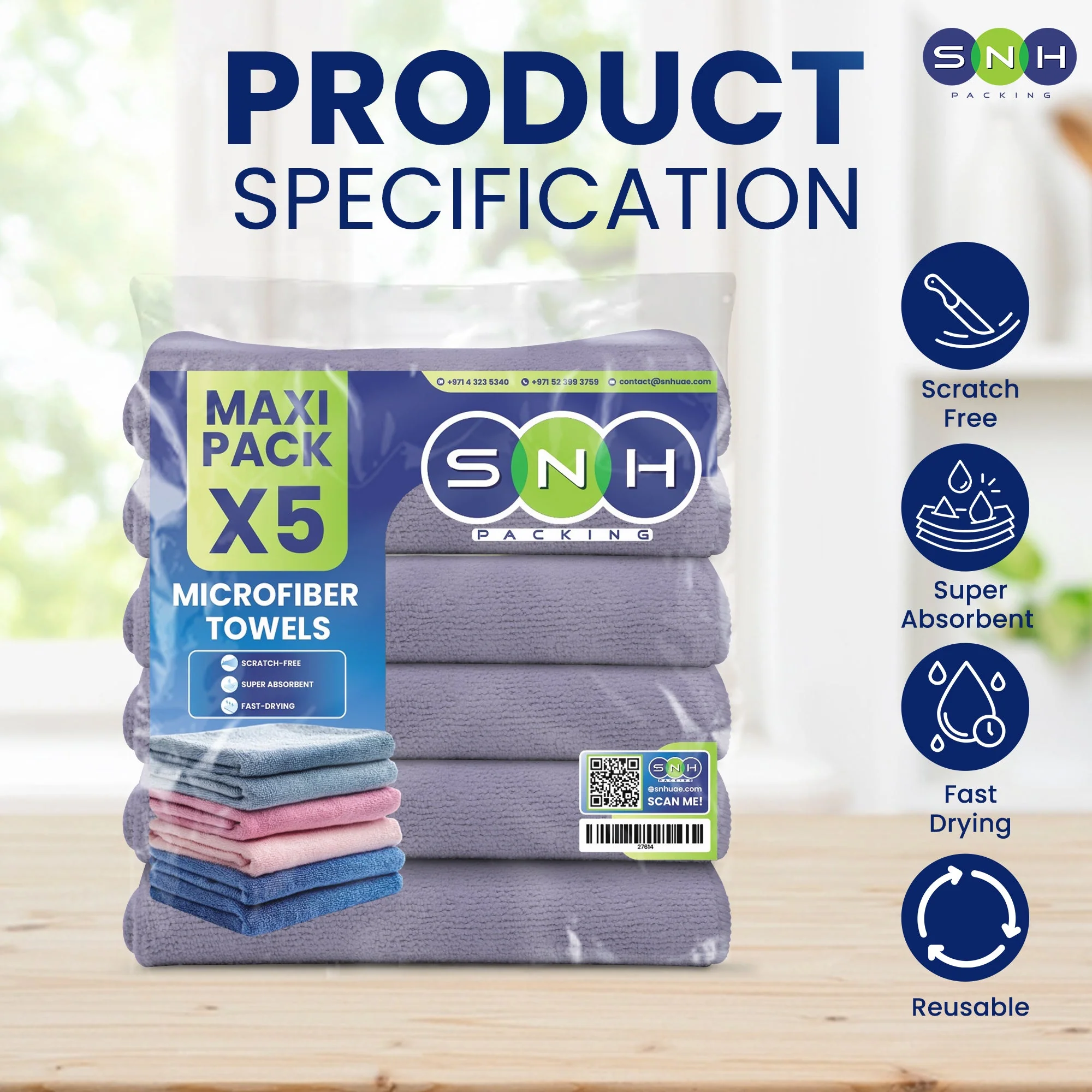 Microfiber Cleaning Cloth  5 PCS PKT | 40x40 cm - Image 12