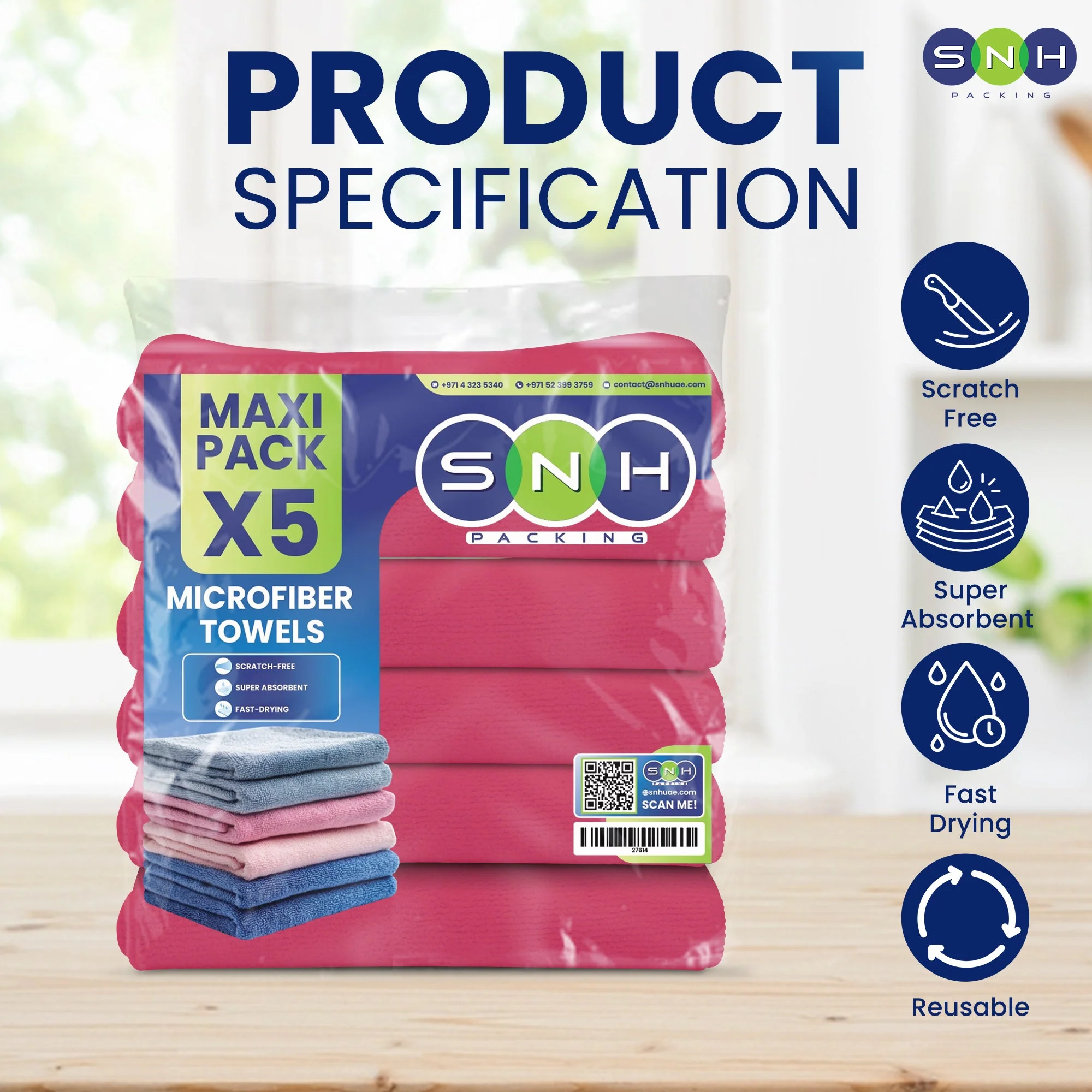 Microfiber Cleaning Cloth  5 PCS PKT | 40x40 cm - Image 6
