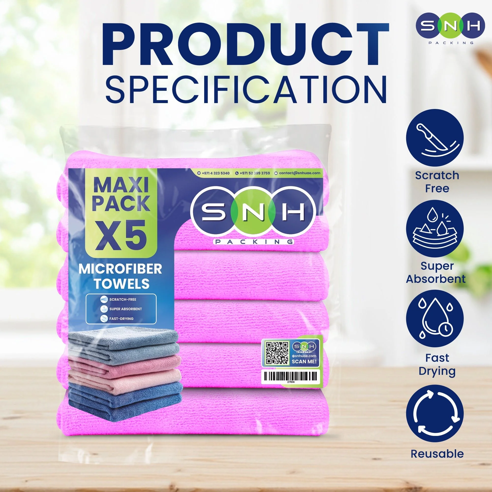 Microfiber Cleaning Cloth  5 PCS PKT | 40x40 cm - Image 9