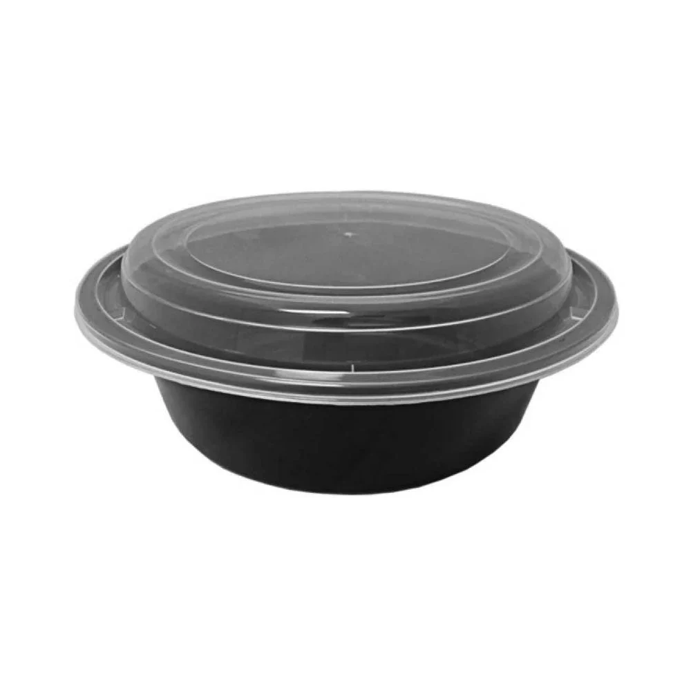 Black Microwave Round Container with Lid Food Storage - Image 3