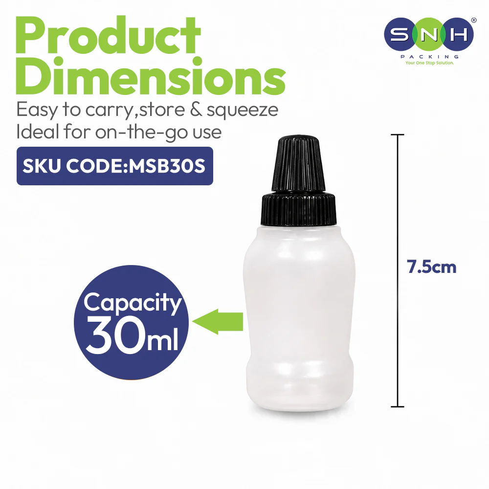 Mini Squeeze Bottles UAE - HDPE 30ml with Twist Cap for Liquids & Sauce - Image 2