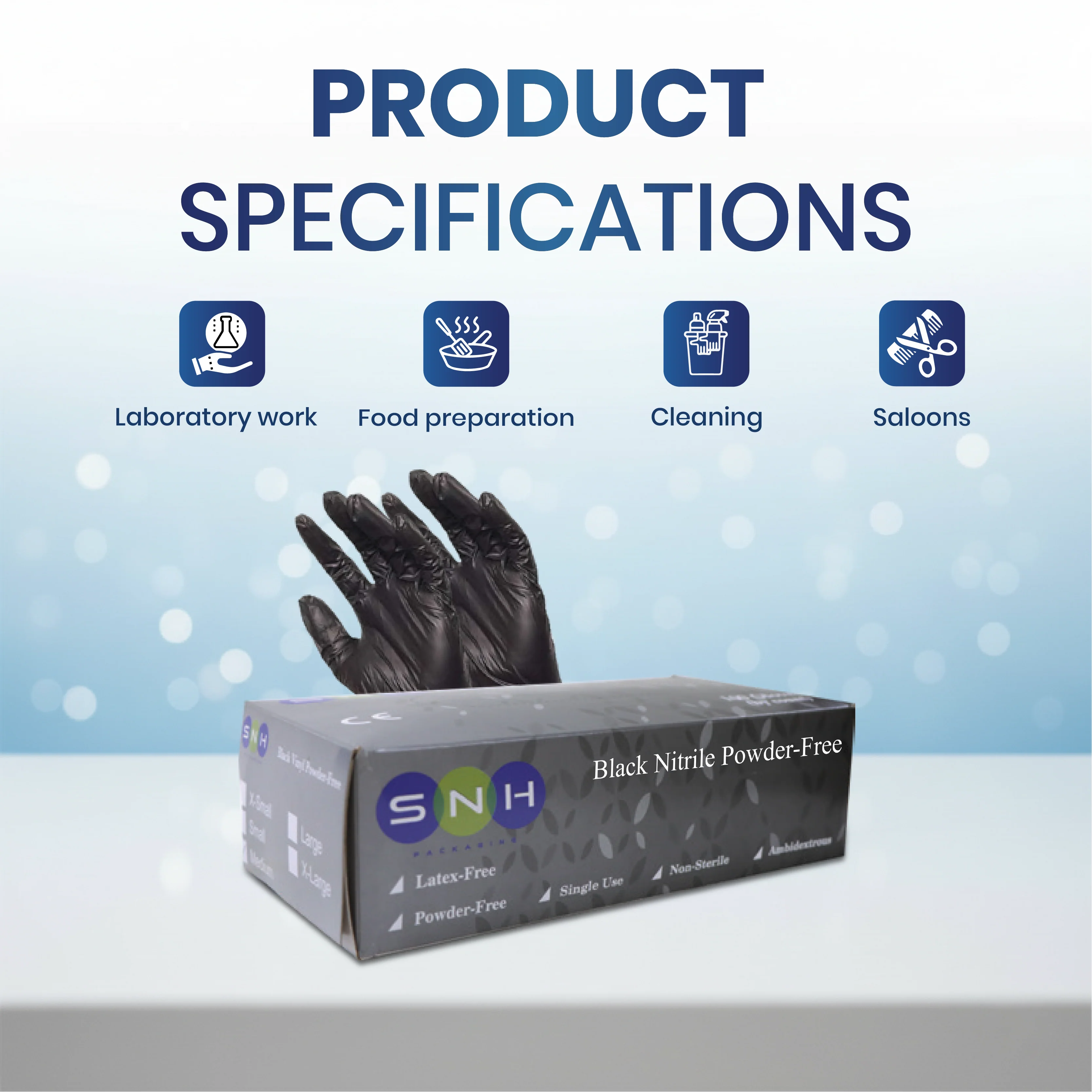 Nitrile Gloves Powder Free Disposable 100 PCS PKTS - Image 2