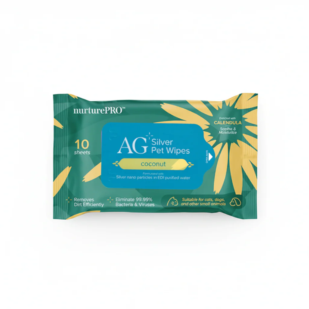 NurturePro AG+ Silver Pet Wet Wipes -Coconut (10 Sheets/ Pack)