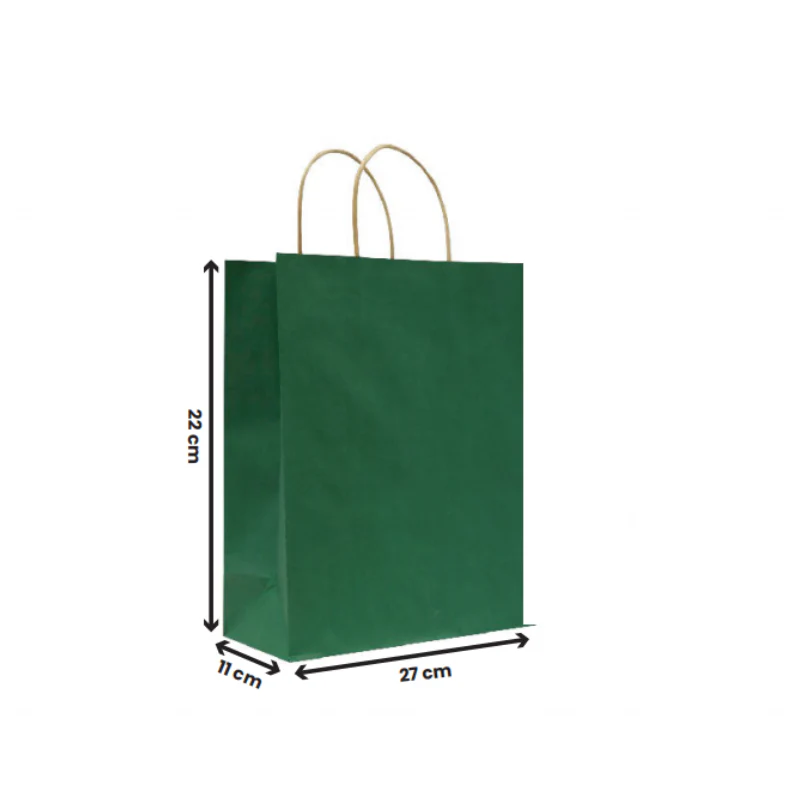 Paper Bags with Twisted Handle  Dark Green | Kraft Shopping Bags - Image 2