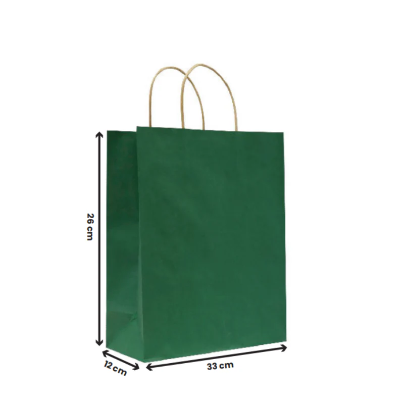 Paper Bags with Twisted Handle  Dark Green | Kraft Shopping Bags - Image 3