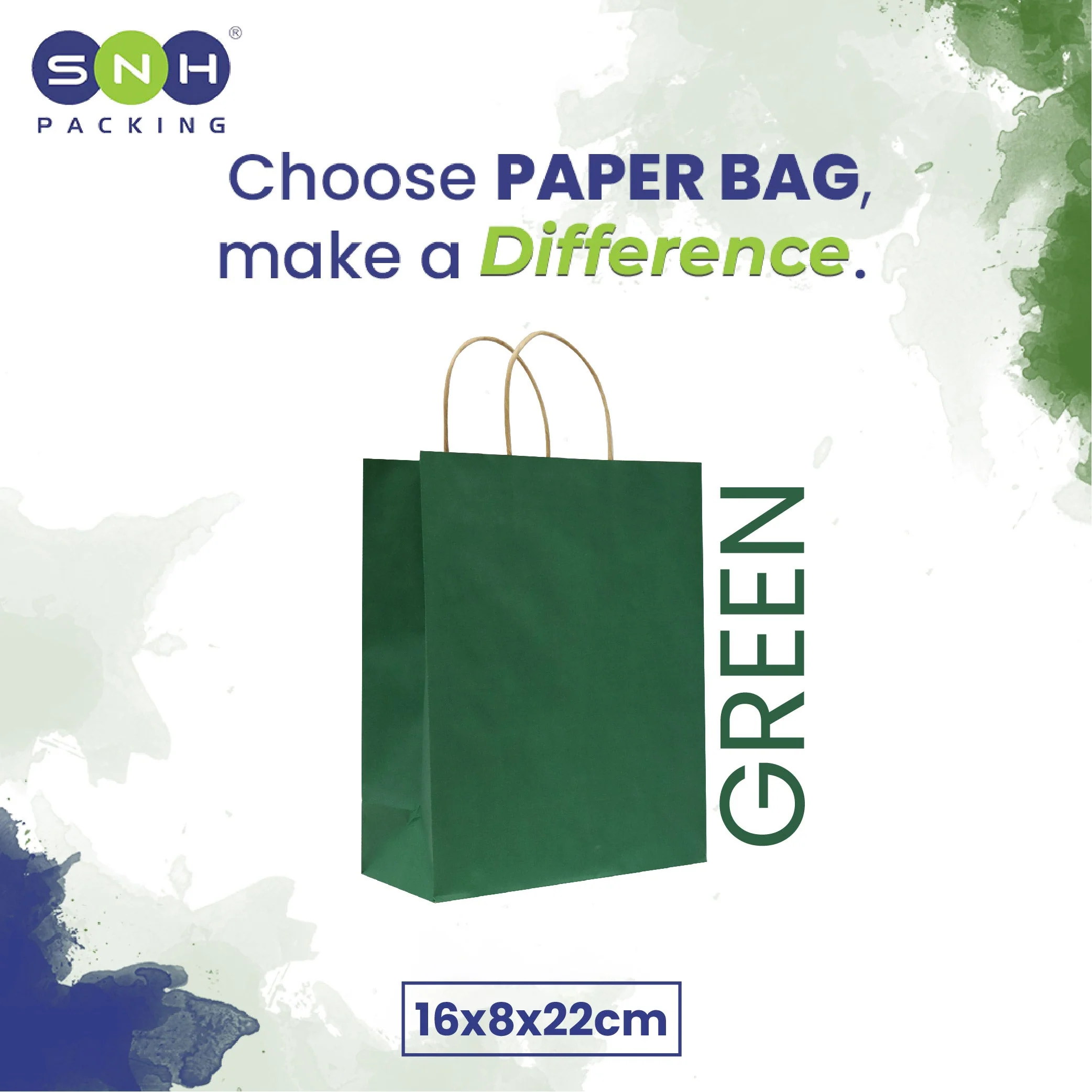 Paper Bags with Twisted Handle  Dark Green | Kraft Shopping Bags - Image 4