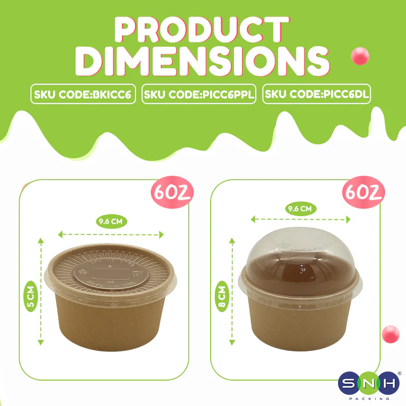Paper Ice Cream Cups UAE - Brown with Lid - Image 10