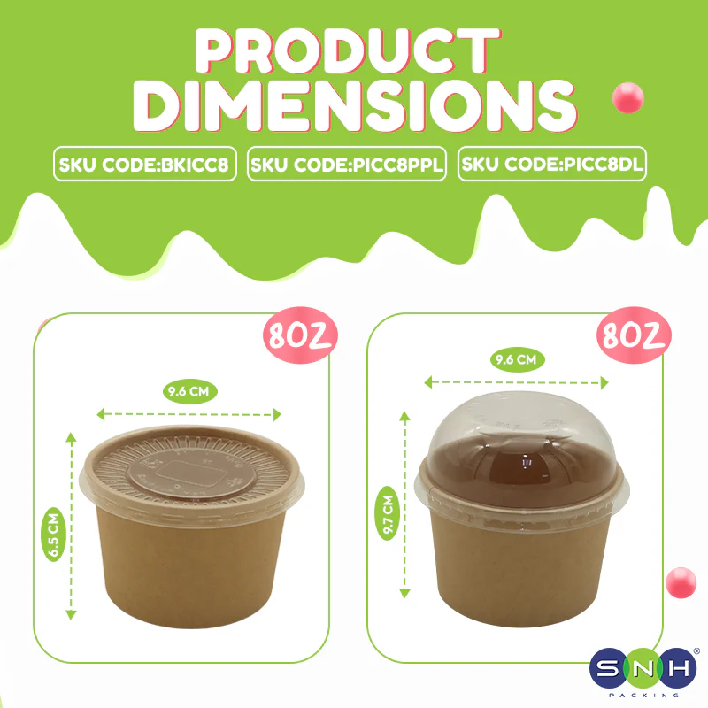 Paper Ice Cream Cups UAE - Brown with Lid - Image 12