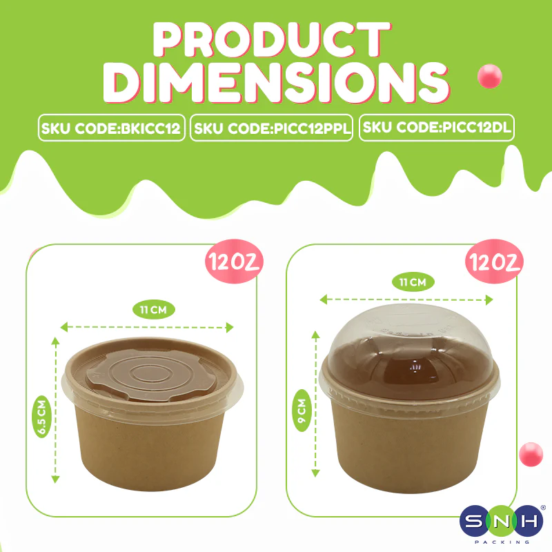 Paper Ice Cream Cups UAE - Brown with Lid - Image 22