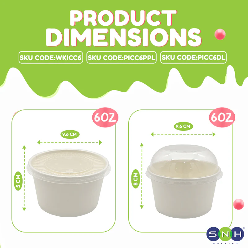 Paper Ice Cream Cups UAE - White with Lid - Image 10