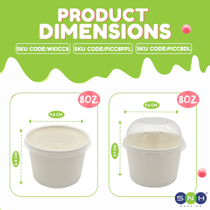 Paper Ice Cream Cups UAE - White with Lid - Image 15