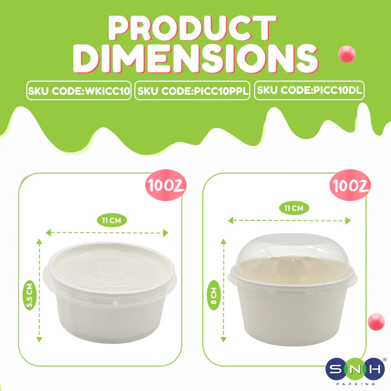 Paper Ice Cream Cups UAE - White with Lid - Image 19