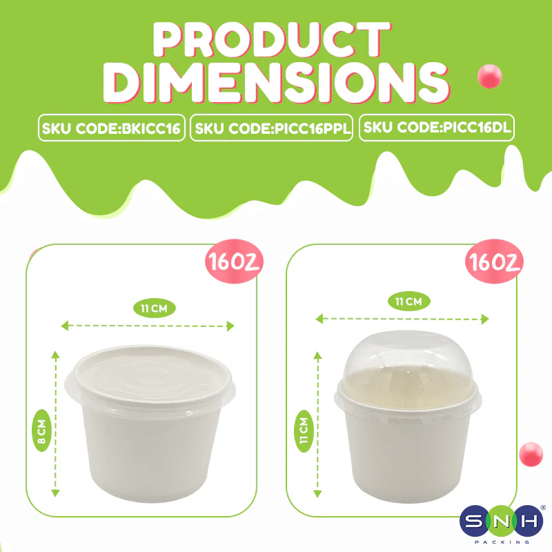 Paper Ice Cream Cups UAE - White with Lid - Image 27
