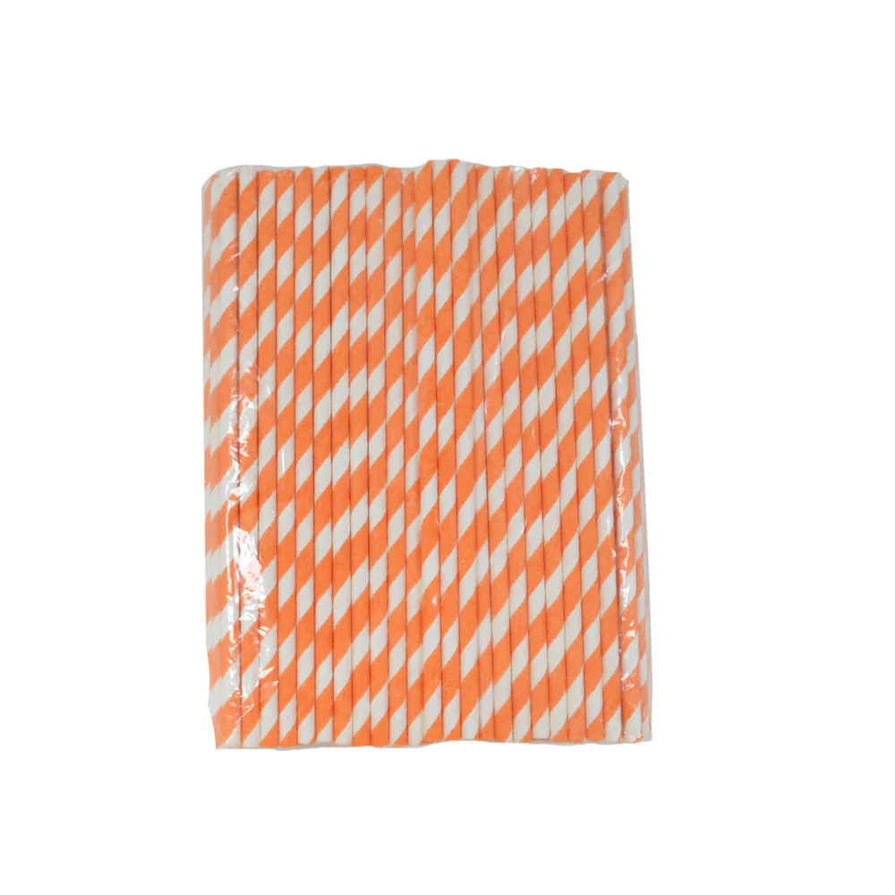 Paper Straw Orange White  6mm | Eco Friendly Disposable Straws - Image 2